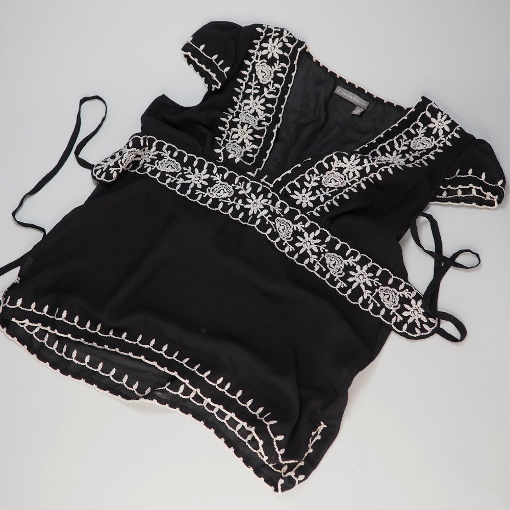 Vintage Tristan & Iseut Black Sheer  Blouse